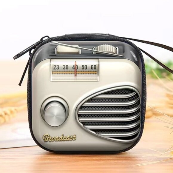 Retro Radio Carry Case Metal Hard Case Zipper Versatile Storage Earbud Money - Picture 1 of 15